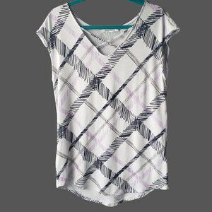 Ricki's Women's White Patterned Short Sleeve Top Size Medium